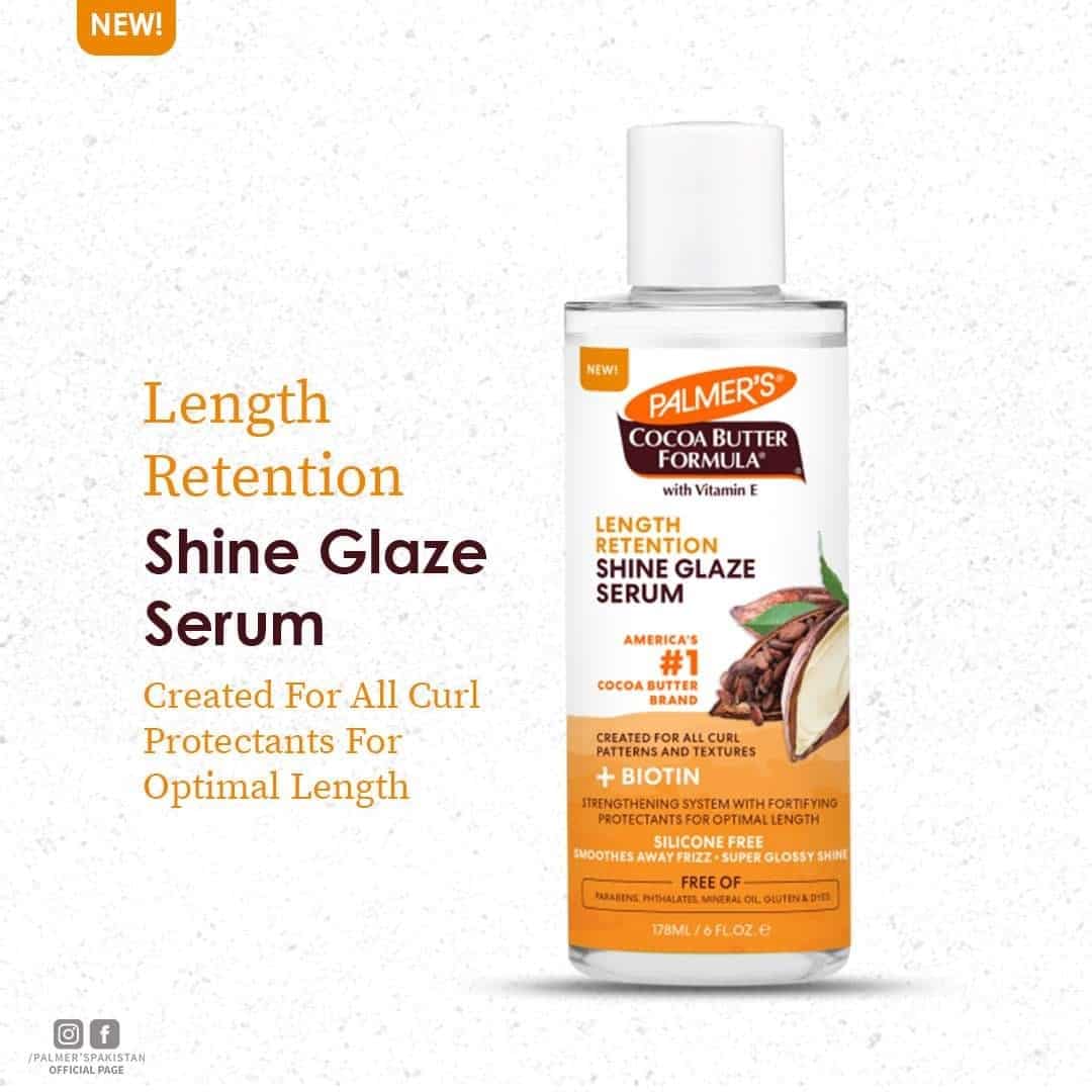Palmer's Cocoa Butter Length Retention Shine Glaze Serum سيروم ريتينشن شاين جليز بزبدة الكاكاو والبيوتين من بالمرز - الصورة 1