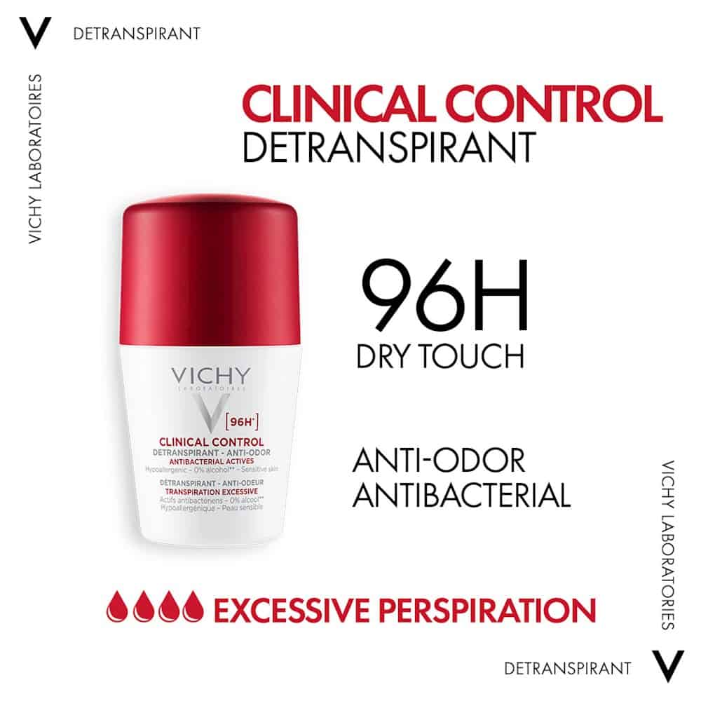 Vichy Deo Roll-On 96Hr Clinical Control رول اون مزيل العرق 96 ساعة كلينيكال كنترول للنساء من فيشي - الصورة 1