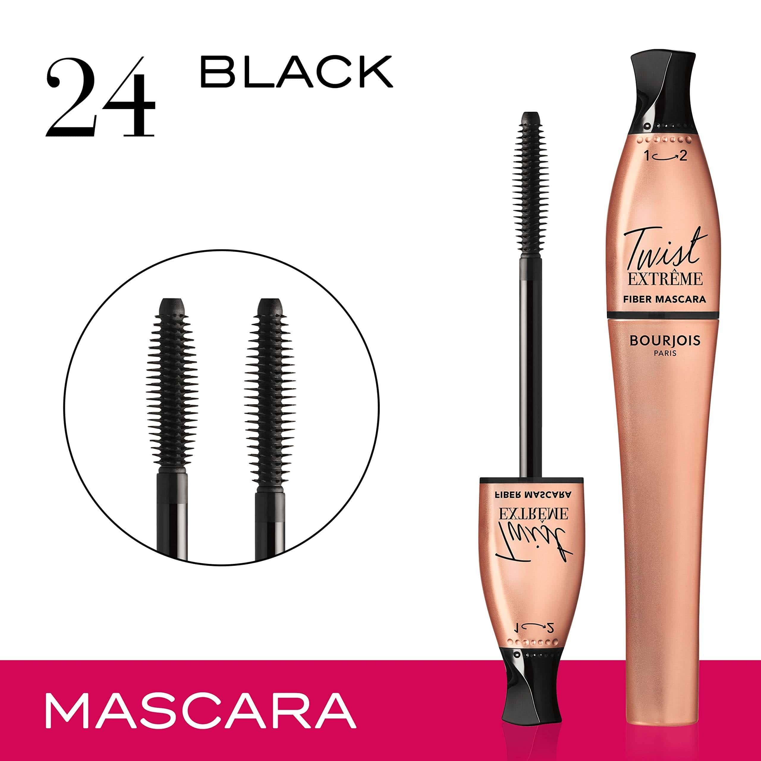 Bourjois Twist Extreme Fiber Mascara – Black ماسكارا تويست اكستريم فايبر 24 ساعة من بورجوا - الصورة 1