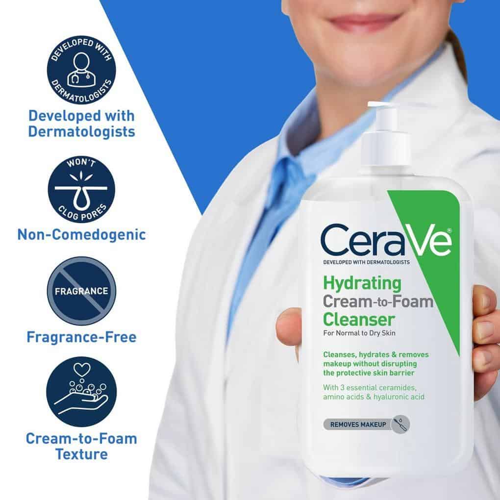 CeraVe Hydrating Cream-to-Foam Cleanser غسول مرطب للبشرة العادية والجافة من سيرافي - الصورة 1